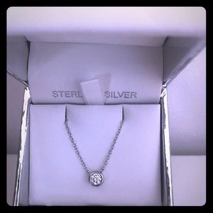 Crislu CZ Solitaire Bezel Pendant in Pure Platinum